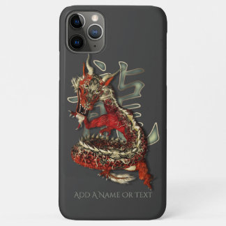 Coque iPhone 11 Pro Max Symbole chinois rouge chanceux de dragon