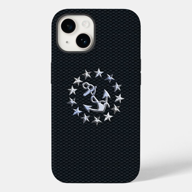 Coques Case-Mate iPhone Symbole Chrome du drapeau nautique Yacht sur le Dé (Verso)