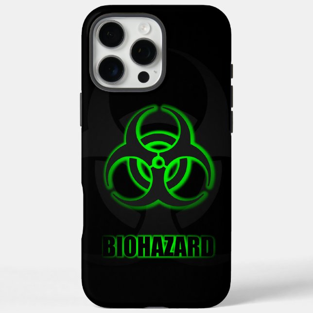 Coques Case-Mate iPhone Symbole de biodanger vert brillant (Verso)