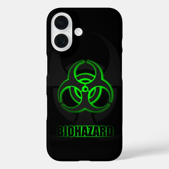 Coques Case-Mate iPhone Symbole de biodanger vert brillant (Verso)