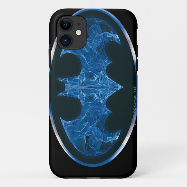 Coques Case-Mate iPhone Symbole de chauve-souris à fumée bleue (Dos)