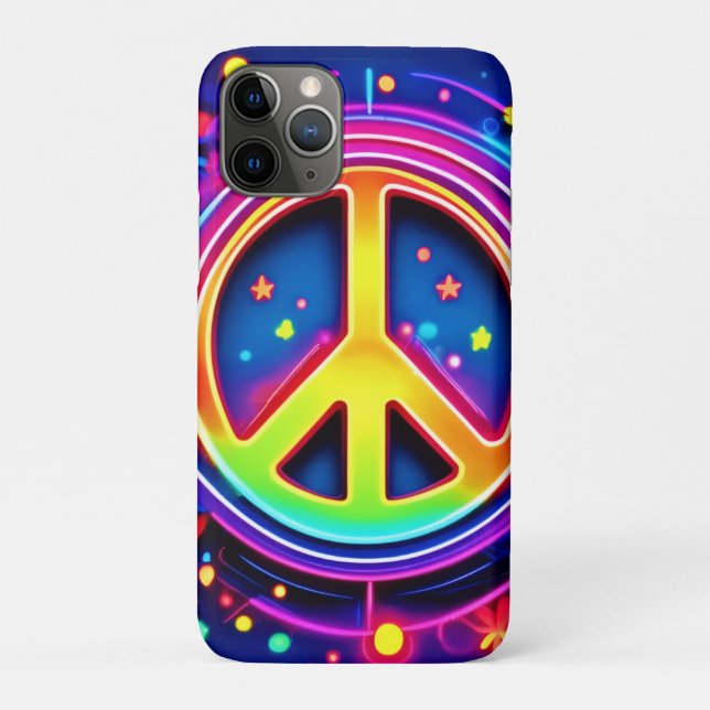 Coques Case-Mate iPhone Symbole de la paix de Neon (Dos)