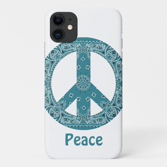 Coques Case-Mate iPhone SYMBOLE DE PAIX DE HAUT Bandanna Turquoise (Dos)