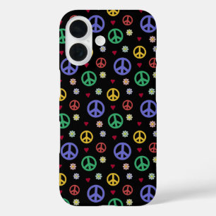 Coque Pour iPhone 16 Symbole de paix, Fleurs & Coeurs