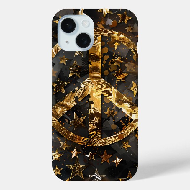 Coques Case-Mate iPhone Symbole de paix Golden Stars (Verso)
