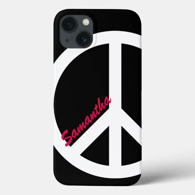 Coques Case-Mate iPhone Symbole de paix noir et rose (Verso)