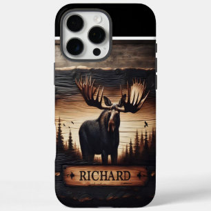 Coque iPhone 16 Pro Max Symbole de sculpture sur bois d'orignal