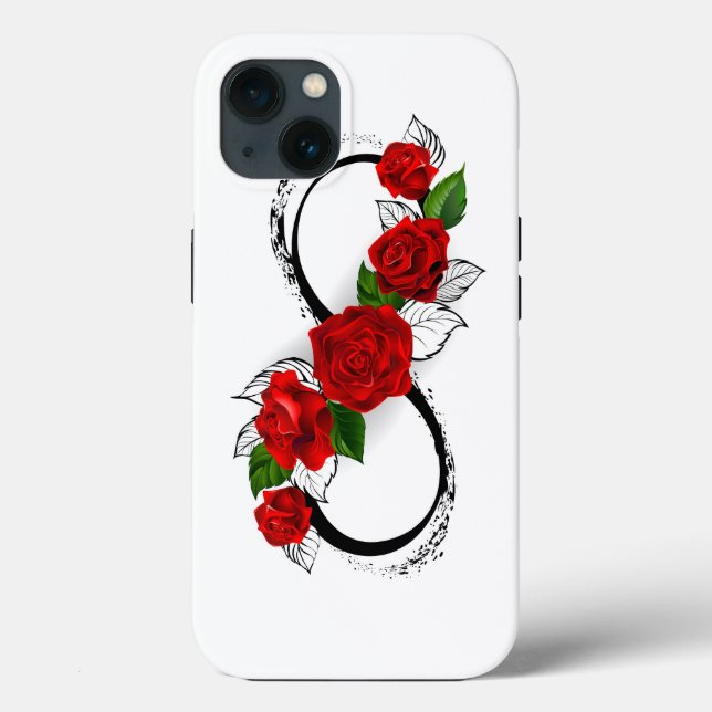 Coques Case-Mate iPhone Symbole d'infini avec les roses rouges (Verso)