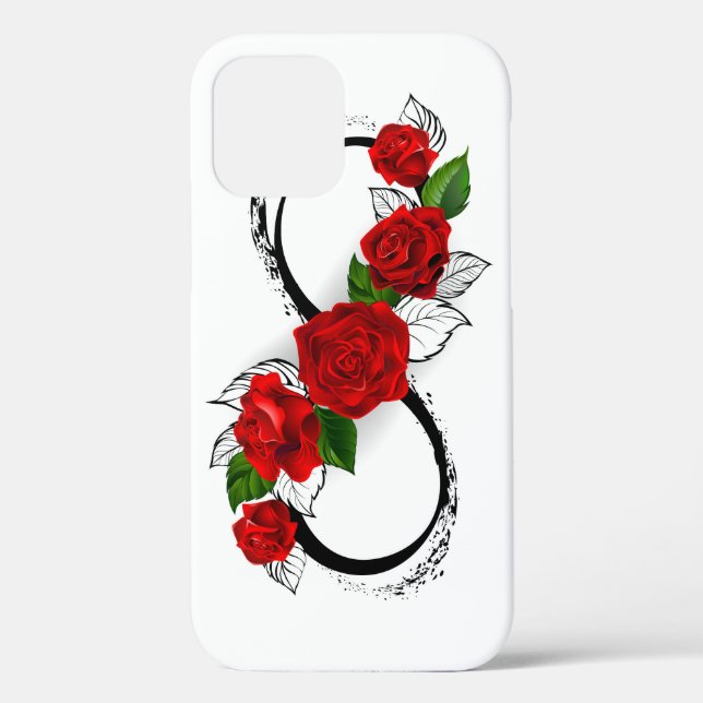 Coques Case-Mate iPhone Symbole d'infini avec les roses rouges (Verso)