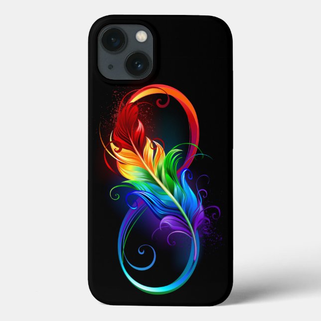 Coques Case-Mate iPhone Symbole d'infini avec plume arc-en-ciel (Verso)
