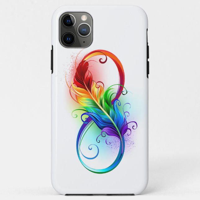 Coques Case-Mate iPhone Symbole d'infini avec plume arc-en-ciel (Dos)