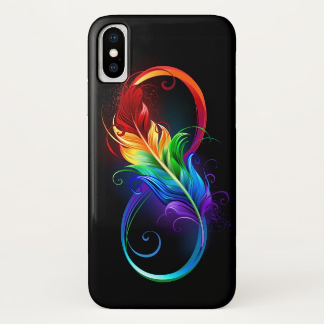 Coques Case-Mate iPhone Symbole d'infini avec plume arc-en-ciel (Dos)