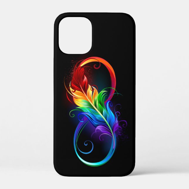 Coques Case-Mate iPhone Symbole d'infini avec plume arc-en-ciel (Verso)