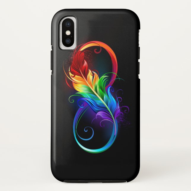 Coques Case-Mate iPhone Symbole d'infini avec plume arc-en-ciel (Dos)
