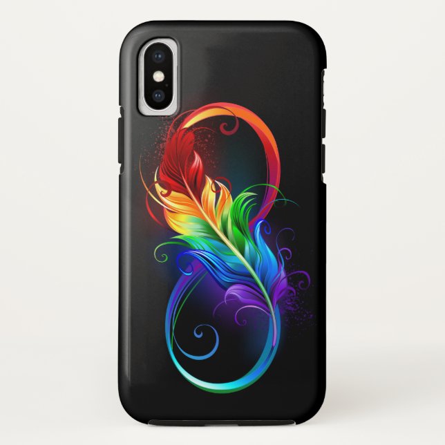 Coques Case-Mate iPhone Symbole d'infini avec plume arc-en-ciel (Dos)