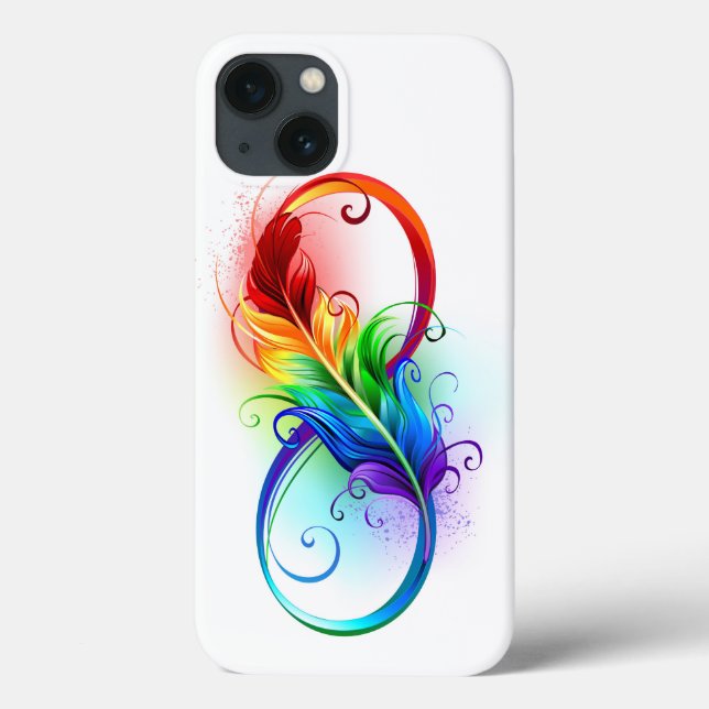 Coques Case-Mate iPhone Symbole d'infini avec plume arc-en-ciel (Verso)