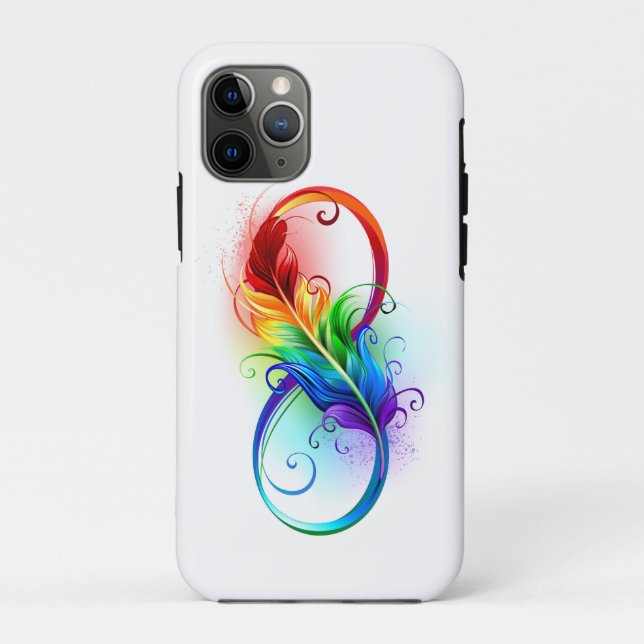 Coques Case-Mate iPhone Symbole d'infini avec plume arc-en-ciel (Dos)