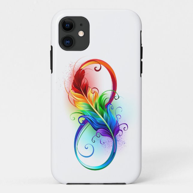 Coques Case-Mate iPhone Symbole d'infini avec plume arc-en-ciel (Dos)