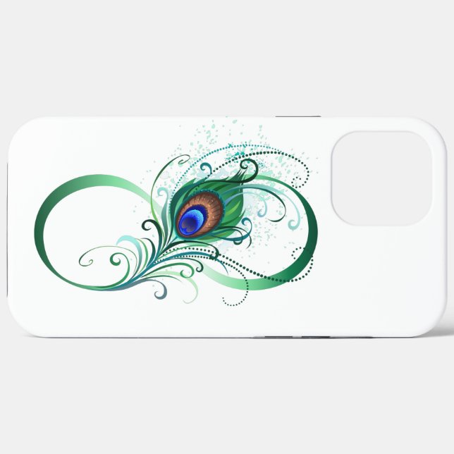 Coques Case-Mate iPhone Symbole d'infini avec plume de paon (Verso (horizontal))