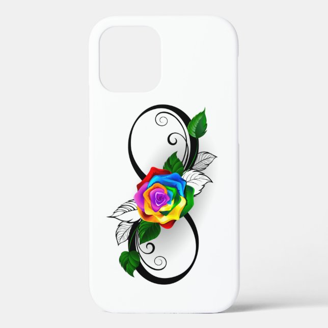 Coques Case-Mate iPhone Symbole d'infini avec rose arc-en-ciel (Verso)