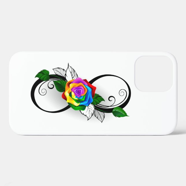 Coques Case-Mate iPhone Symbole d'infini avec rose arc-en-ciel (Verso (horizontal))
