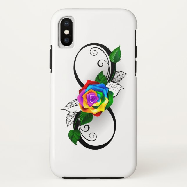 Coques Case-Mate iPhone Symbole d'infini avec rose arc-en-ciel (Dos)