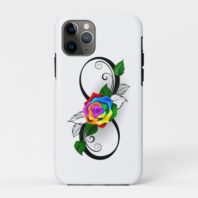 Coques Case-Mate iPhone Symbole d'infini avec rose arc-en-ciel (Dos)
