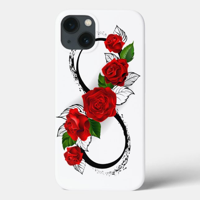 Coques Case-Mate iPhone Symbole d'infini avec roses rouges (Verso)