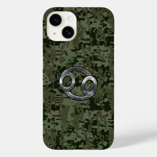 Coque Case-Mate iPhone Symbole du cancer du zodiaque sur un chamo boisé