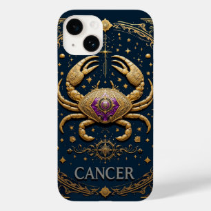 Coque Case-Mate iPhone Symbole du Cancer Zodiaque Doré sur Fond Sombre