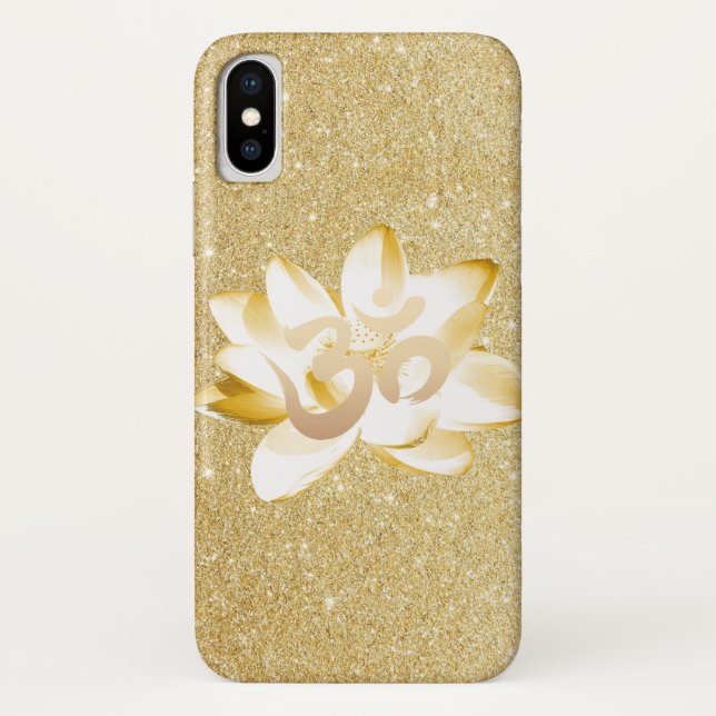 Coques Case-Mate iPhone Symbole Gold Lotus & Yoga Om Parties scintillant G (Dos)