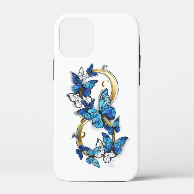 Coques Case-Mate iPhone Symbole Infini de Papillons Morpho Bleus (Verso)