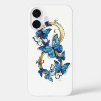 Symbole infini de papillons Morpho bleus