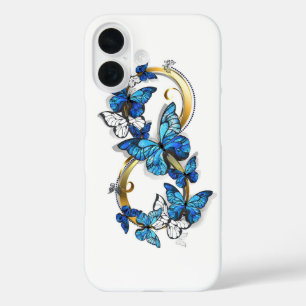 Coque Pour iPhone 16 Symbole infini de papillons Morpho bleus