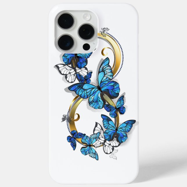 Coques Case-Mate iPhone Symbole infini de papillons Morpho bleus (Verso)