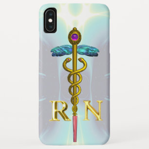 ETUI iPhone Case-Mate SYMBOLE INSCRIT CADUCÉE D'INFIRMIÈRE OR BLEU CLAIR