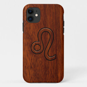 Coque Case-Mate Pour iPhone Symbole Leo en bois d'acajou