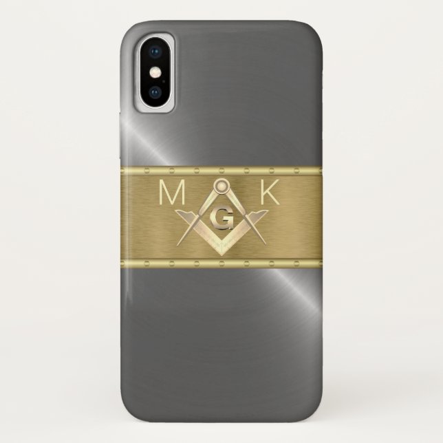 Coques Case-Mate iPhone Symbole maçonnique argent et or (Dos)