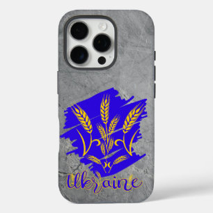Coque iPhone 16 Pro Symbole national ukrainien tryzub fait d'épi de bl