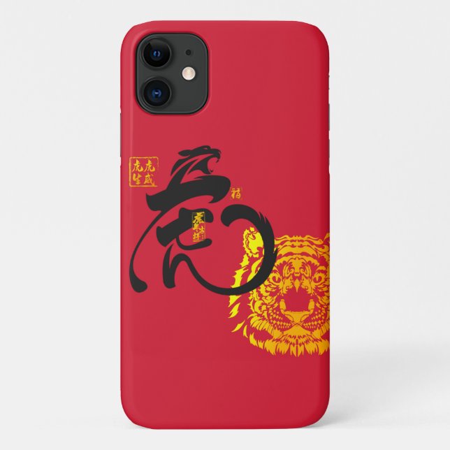 Coques Case-Mate iPhone Symbole noir rouge et doré Tigre Chinoiserie Chic (Dos)