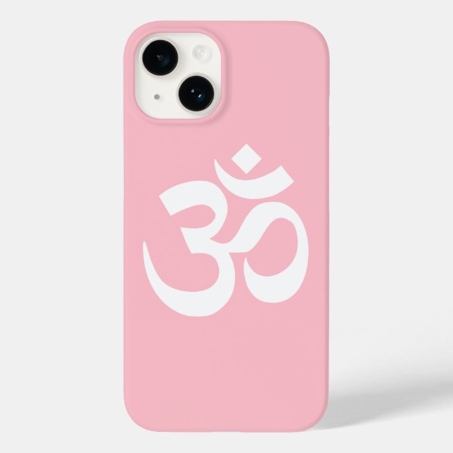 Coques Case-Mate iPhone Symbole Om rose et blanc (Verso)