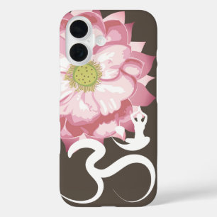 Coques iPhone 16 Symbole rose Lotus Fleur Yoga Om Blanc Zen