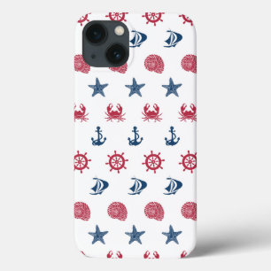 iPhone 13 Coque Symbole Rouge Blanc Et Bleu De La Mer Motif