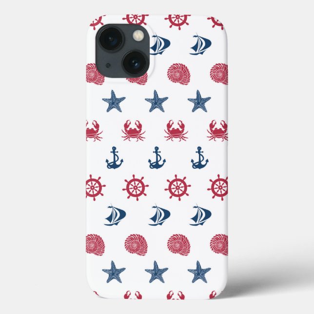 Coques Case-Mate iPhone Symbole Rouge Blanc Et Bleu De La Mer Motif (Verso)