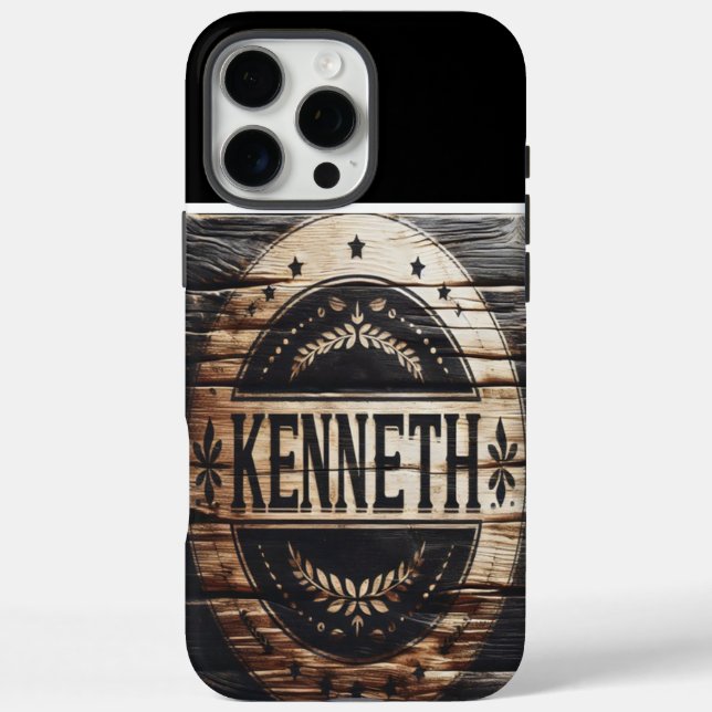 Coques Case-Mate iPhone SYMBOLE rustique EN BOIS AVEC Kenneth (Verso)