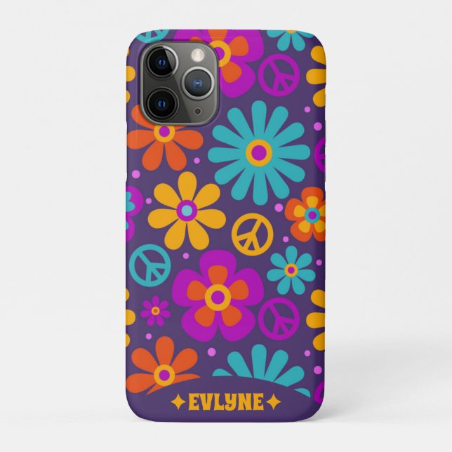 Coques Case-Mate iPhone SYMBOLE Super RÉtro Fleurs Vintages Hippie (Dos)