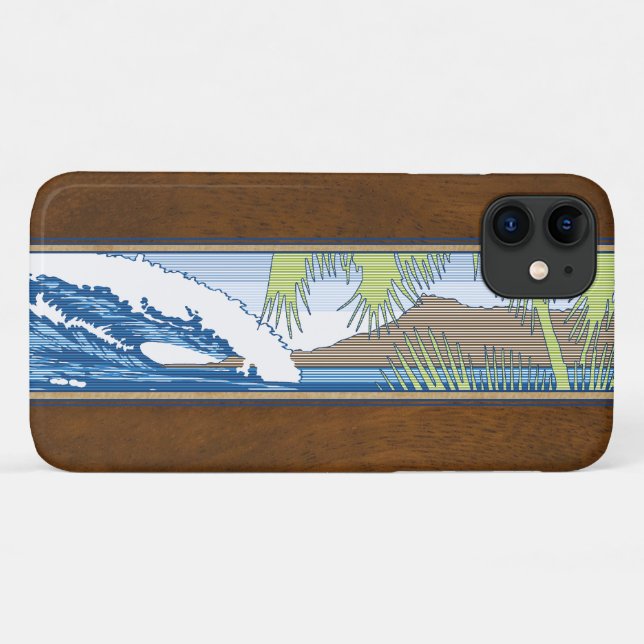 Coques Case-Mate iPhone SYMBOLE Surf Ala Moana Hawaiian Faux Koa Wood (Dos (Horizontal))