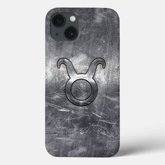 Coques Case-Mate iPhone Symbole Taurus Zodiaque en Grunge de style métalli (Verso)