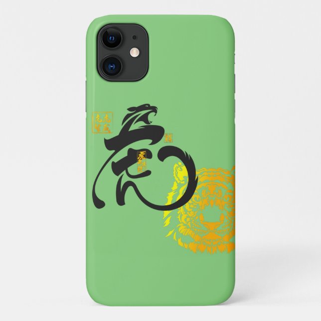 Coques Case-Mate iPhone Symbole Tigre Vert Chinoiserie Chic (Dos)