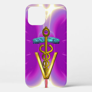 Coques Pour iPhone SYMBOLE VÉTÉRINAIRE DE CADUCE D'OR / Fuchsia rose